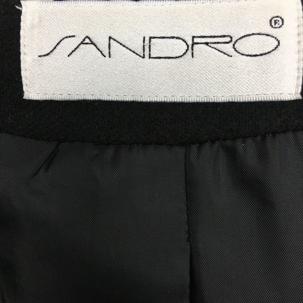 SANDRO Paris 100% Wool Classic Lightweight Shirt-collar Coat In Deep Black Sz 12 - Picture 8 of 14